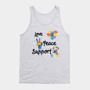 Autism Awareness Love Peace Support Tank Top